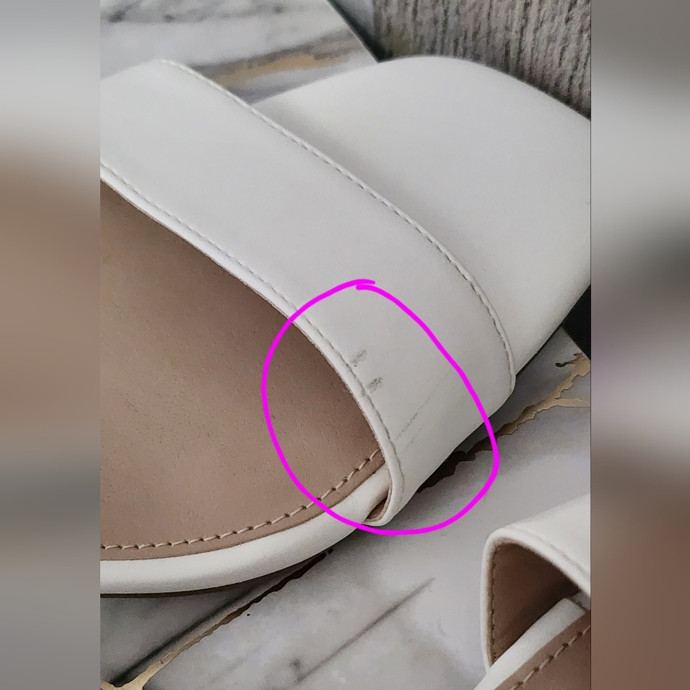 Kelly & Katie White Ankle-Strap Block Heel Sandals with Single Toe Strap - Picture 6 of 8